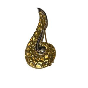 Geometric Pattern Gold and Silver Colored Vintage Swirl Brooch Unsigned